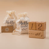 Wooden Cube Baby Milestones Newborn