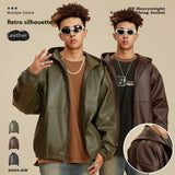 Heavy American Retro Fashion Brand Leather Coat