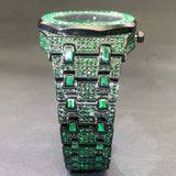 Hip Hop Men's Fashion Green Full Rhinestone Quartz Watch