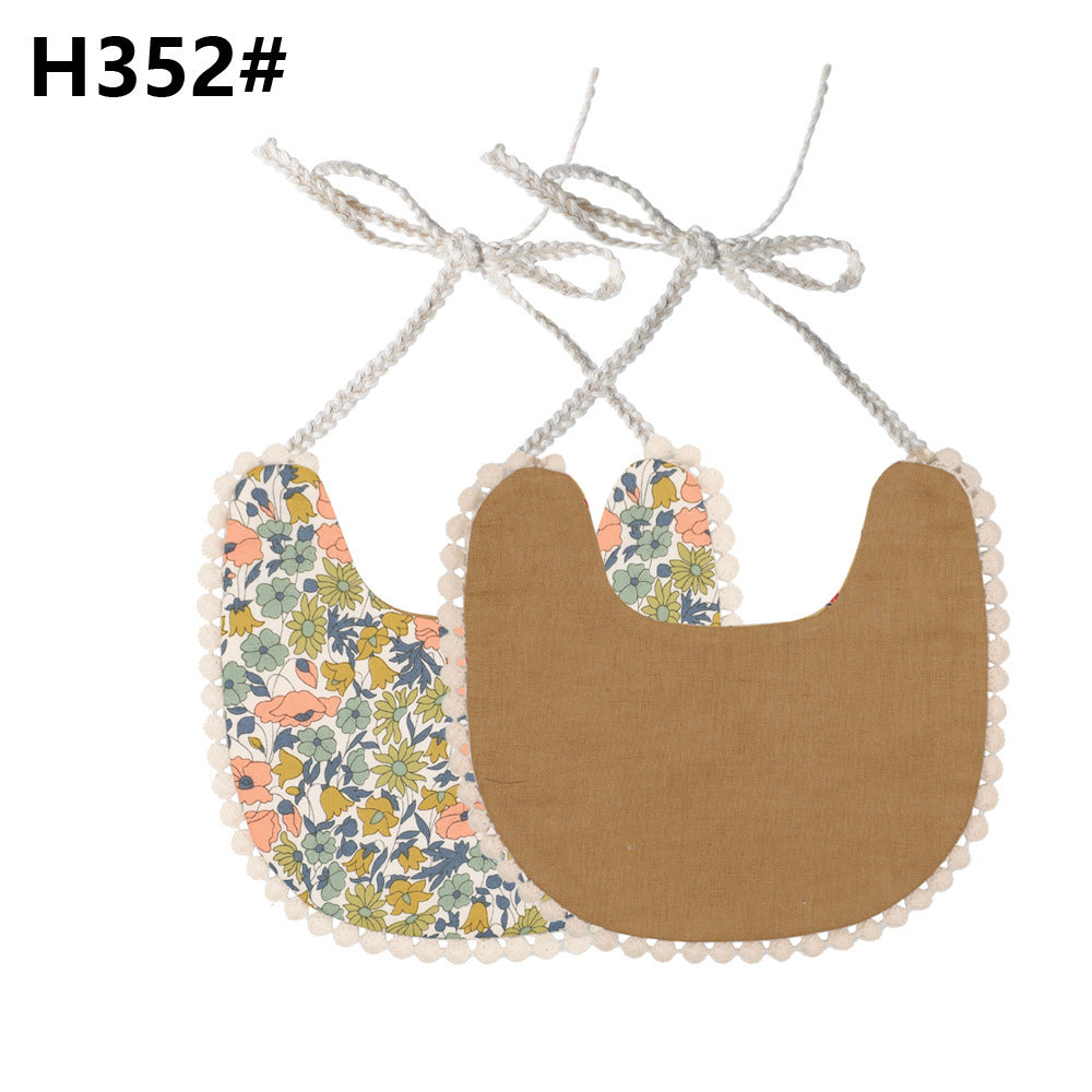 INS Popular European And American Foreign Trade Pure Cotton And Linen Two Layer Saliva Towel Amazon Hot Cross Border Supply Bib Bib