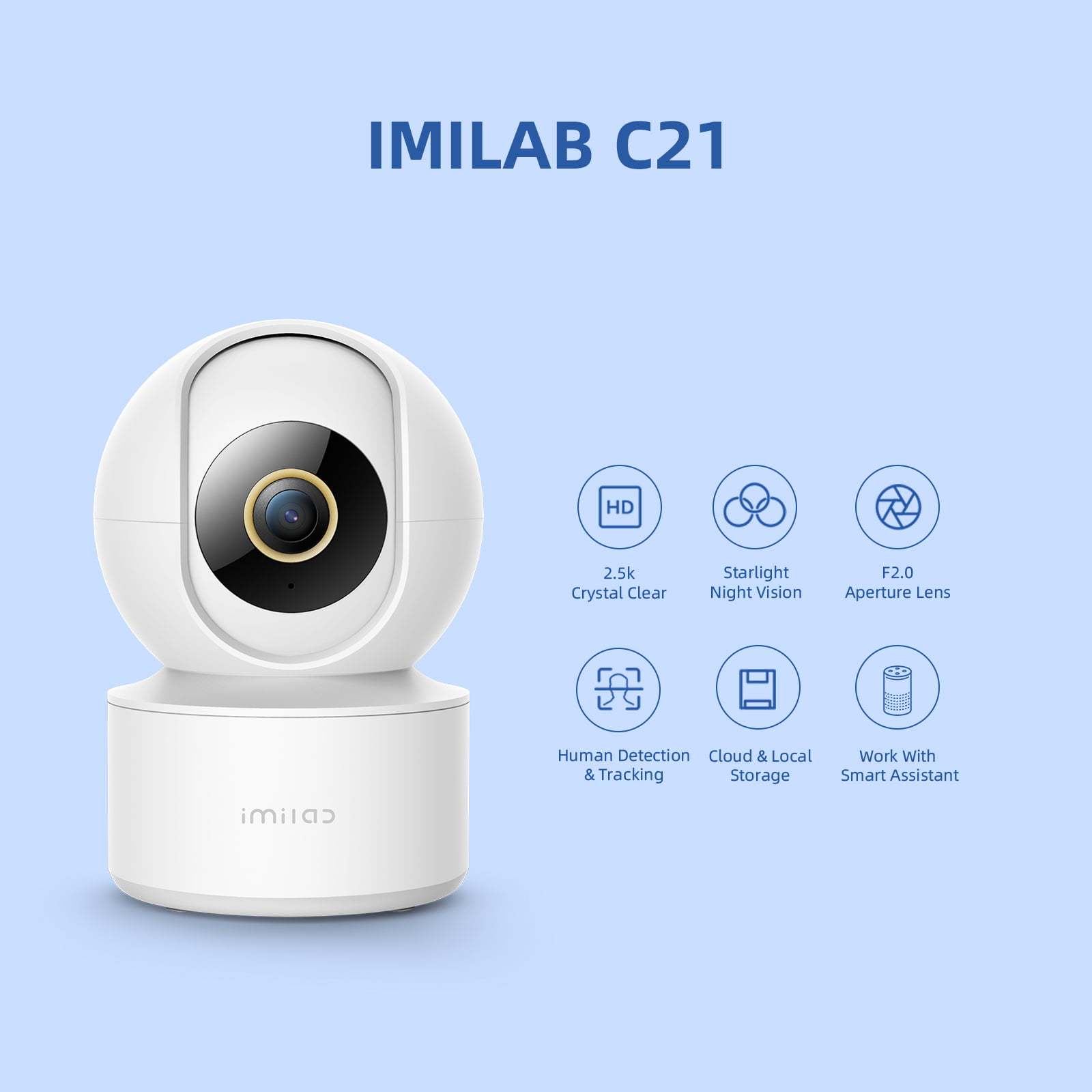 IMILAB C21 2.5K Камераи назоратӣ Vedio Wifi IP Smart дар дохили хона Амнияти кӯдак Монитор 360view Starlight Night Vision Cam