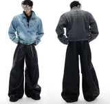 Плотное джинсовое пальто в стиле ретро с заклепками