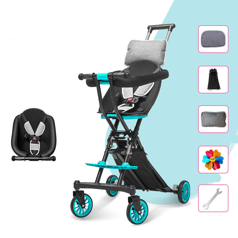Foldable Simple Baby Two-way High Landscape Stroller