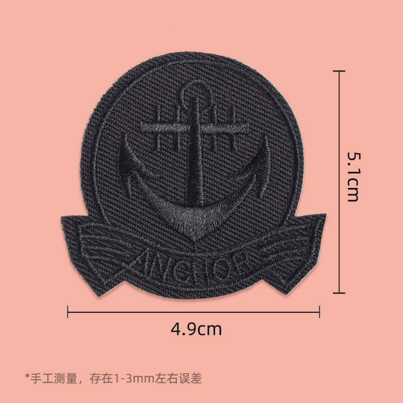 Clothes Sticker Patch Self-adhesive Sewing Free Hole Repair Black Embroidery Pattern Cloth Sticker Repairing Atch