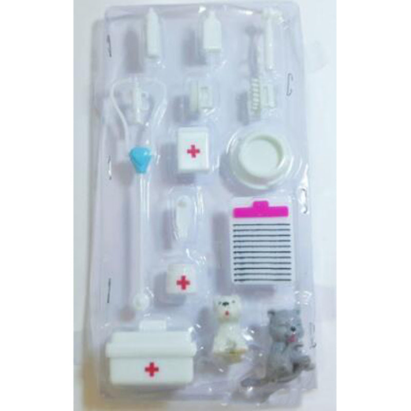 15 Pieces Children's Doll Medical Tools Play House Set With Pets, Plastic Toys, Furniture Accessories 465g