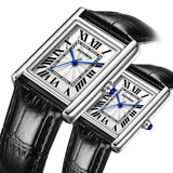 Couple Leather Watch Strap Simple Square Student's Watch Waterproof