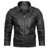 Кожаное пальто мужское винтажное с потертым краем и воротником-стойкой