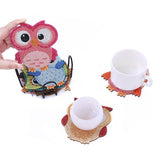 Diamond Painting Coaster Shape With Stand DIY Diamond Painted Art Craft Supplies Owl Pattern