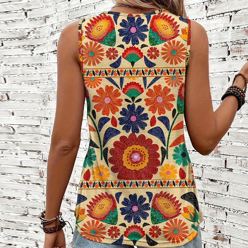 Summer Sleeveless Floral Vest For Women