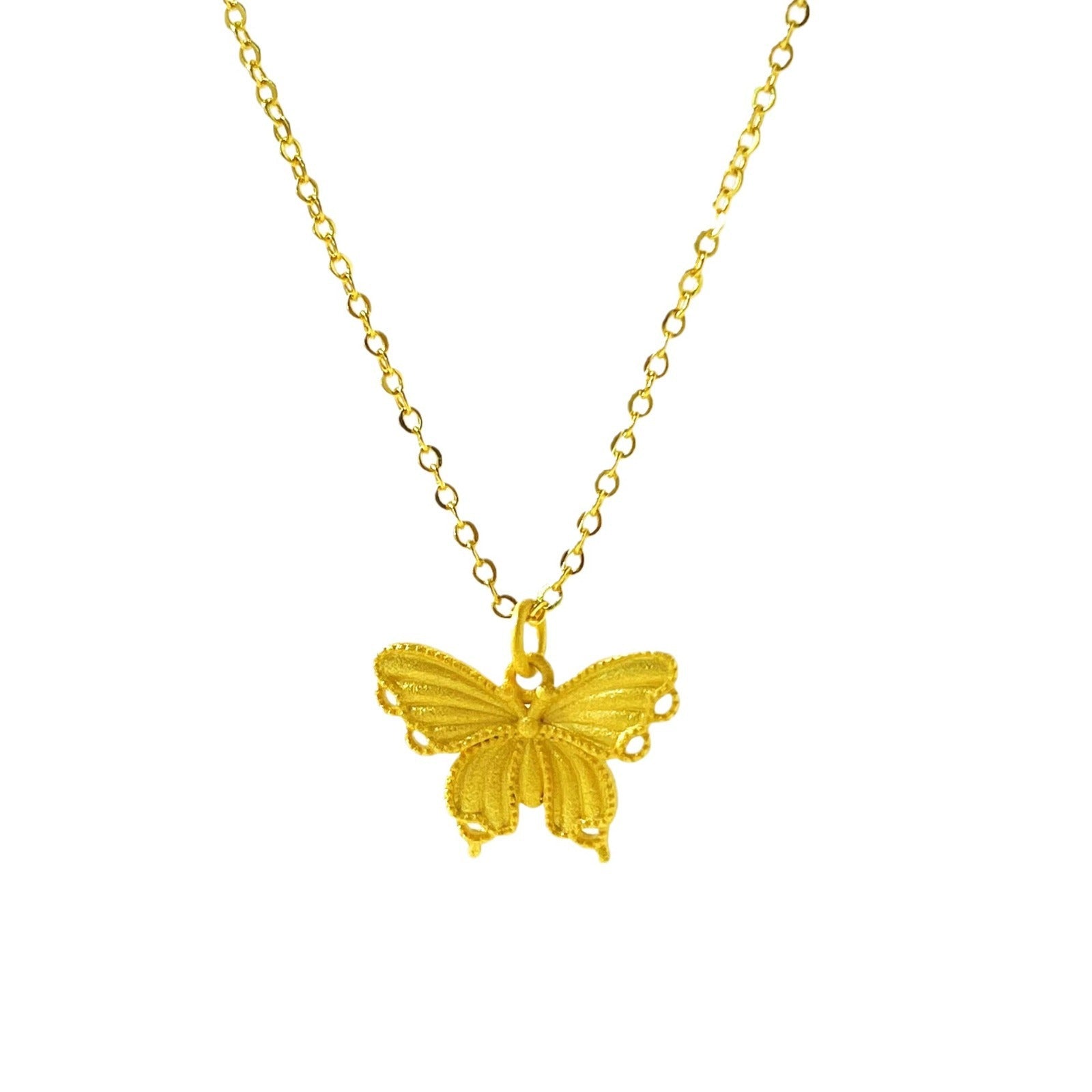 New Chinese Style Palace Style Filigree Butterfly Women's Necklace Ancient Style Alluvial Gold