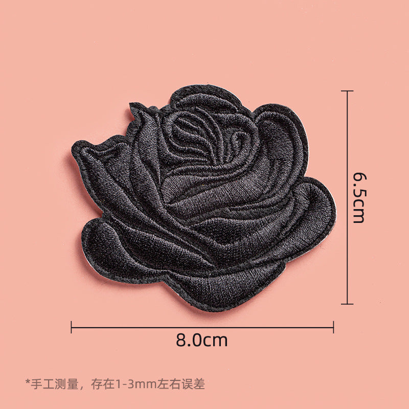 Clothes Sticker Patch Self-adhesive Sewing Free Hole Repair Black Embroidery Pattern Cloth Sticker Repairing Atch