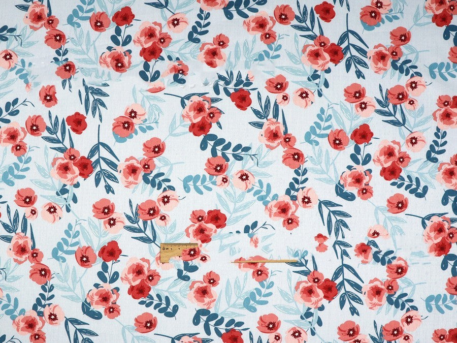 Plant Flowers Small Clear Floral Cotton Fabric