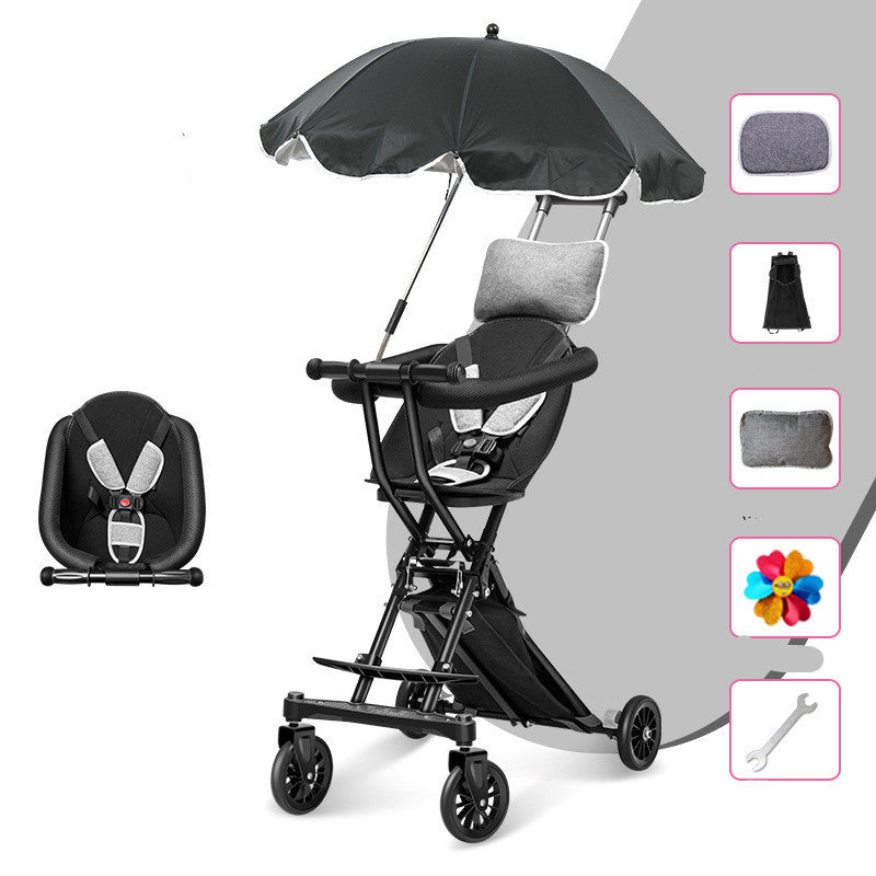 Foldable Simple Baby Two-way High Landscape Stroller