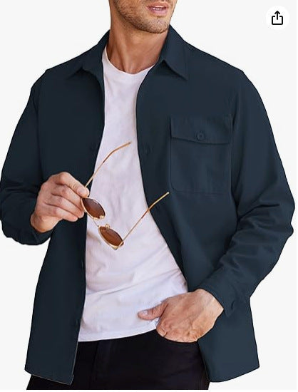 Модная рубашка с длинным рукавом для мужчин, тяжелая