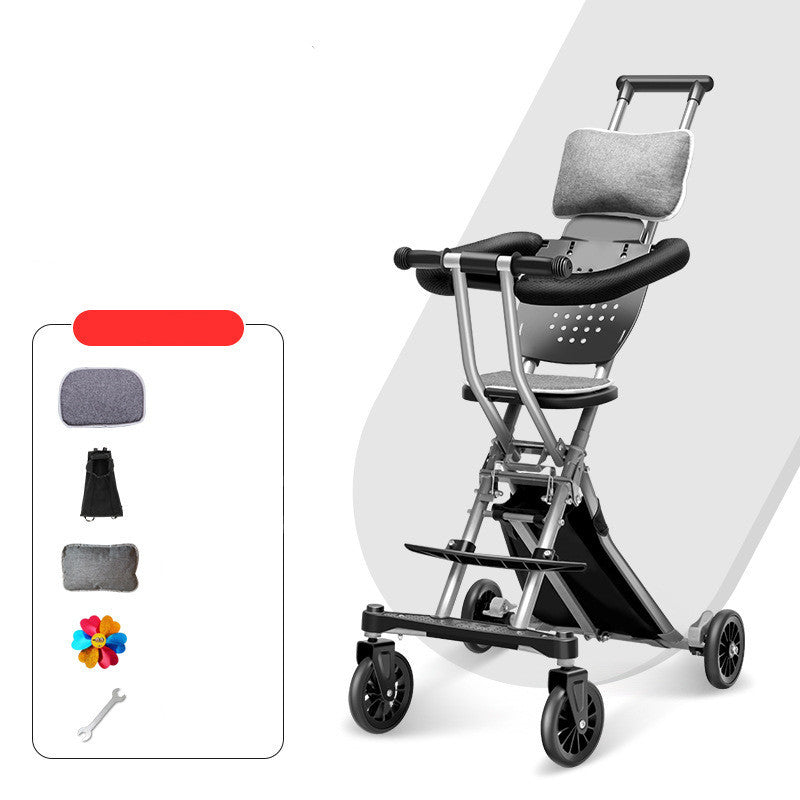Foldable Simple Baby Two-way High Landscape Stroller
