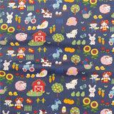 Cartoon Farm Animals Cotton Fabric Twill