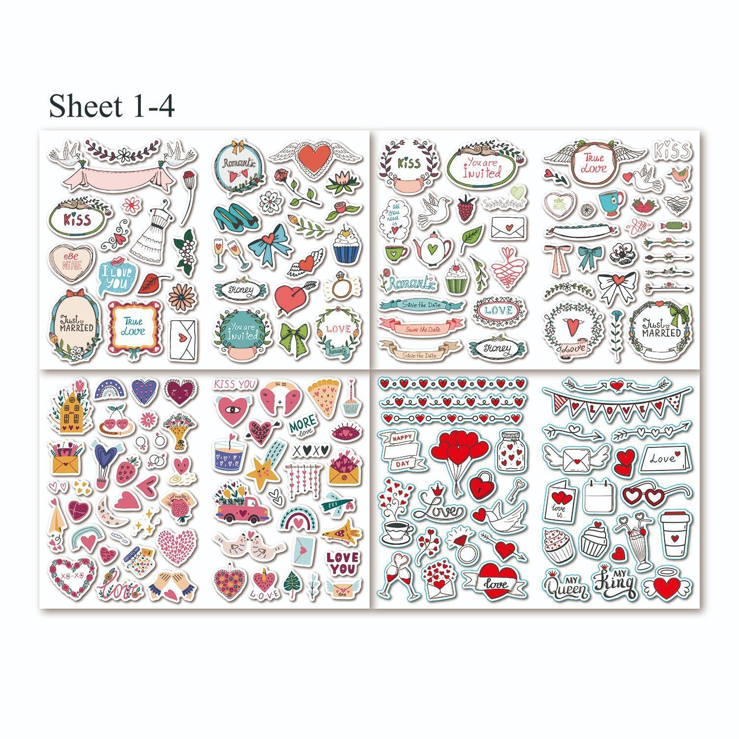 A4 Love Wedding Scrapbooking Stickers