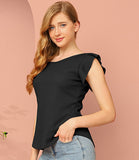 Fashion Summer Round Neck Ruffled Sweet Style Short Sleeve