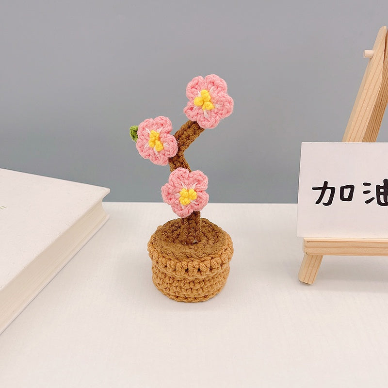 Hand Knitting Diy Mini Potted Crochet Wool Bouquet Material Package