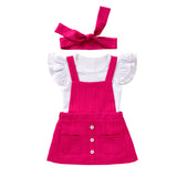 Girls' Short-sleeved Top Suspender Pants Hair Accessories