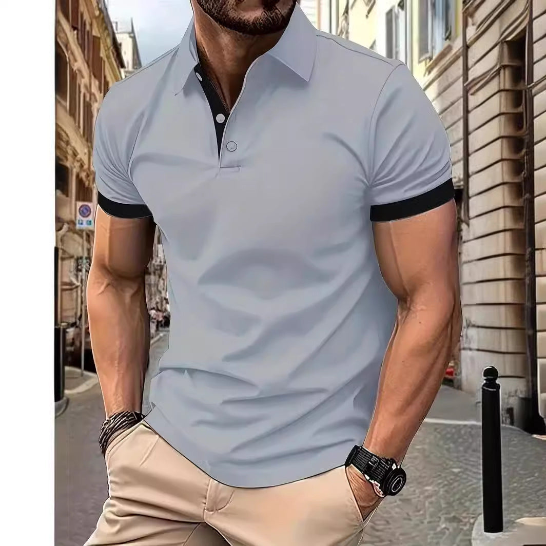 3D сахти ранги остин кӯтоҳ Notch Lapel Polo ҷомаи Casual фуҷур мардон