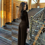 European And American Solid Color Long-sleeved Top Wide Leg Pants Suit Women