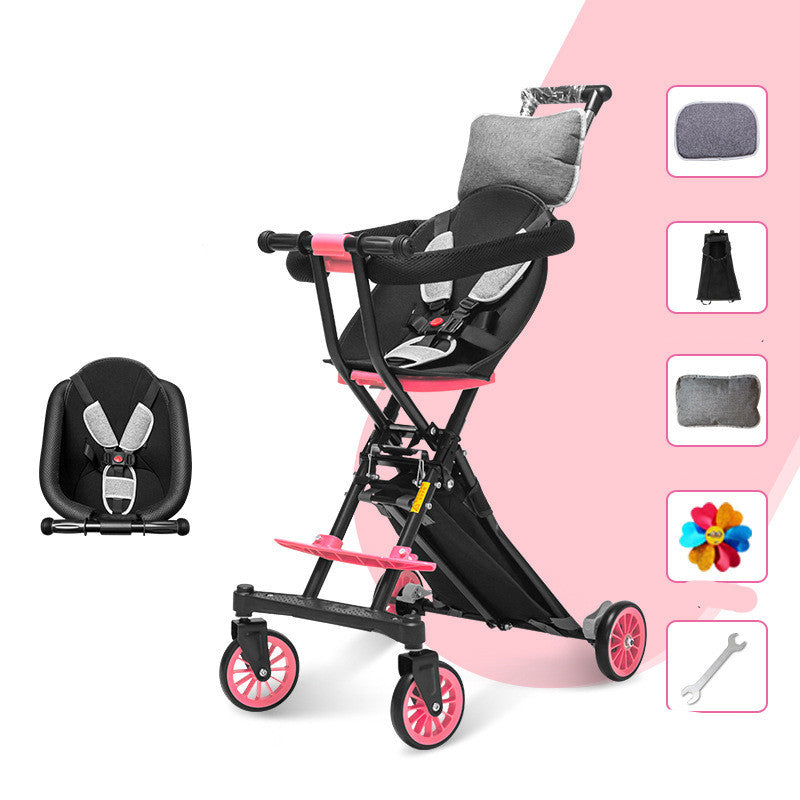 Foldable Simple Baby Two-way High Landscape Stroller