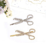 Design Sense Diamond Studded By Hand Scissors Barrettes Trendy Hair Accessories For Women