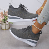 Rhinestone Lace Up Fashion Style Daily Commuter Women's Casual Shoes