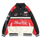 Кожаное пальто в стиле диска свободное ветрозащитное