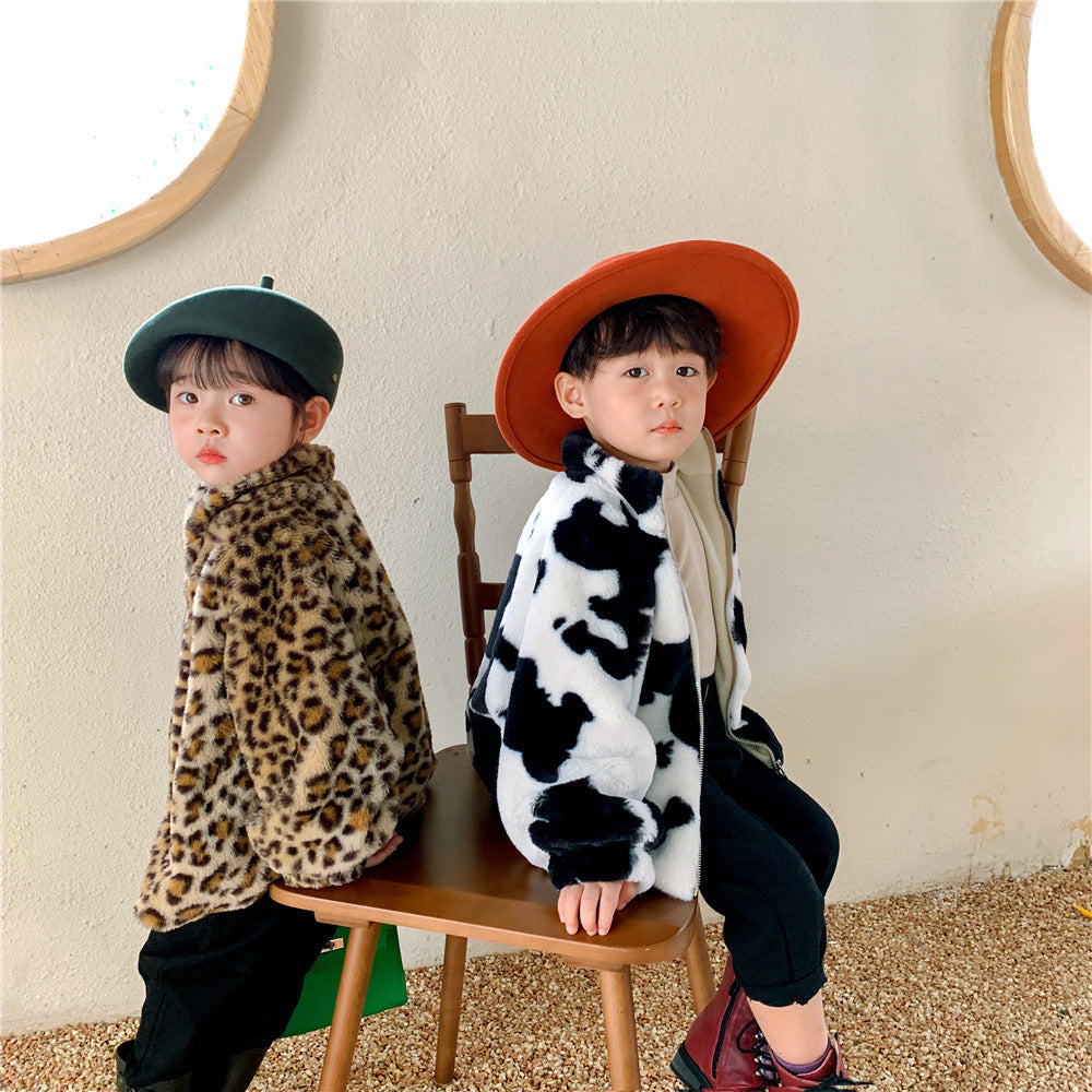Мода Leopard Print Куртаи гулӯ барои писарон ва духтарон