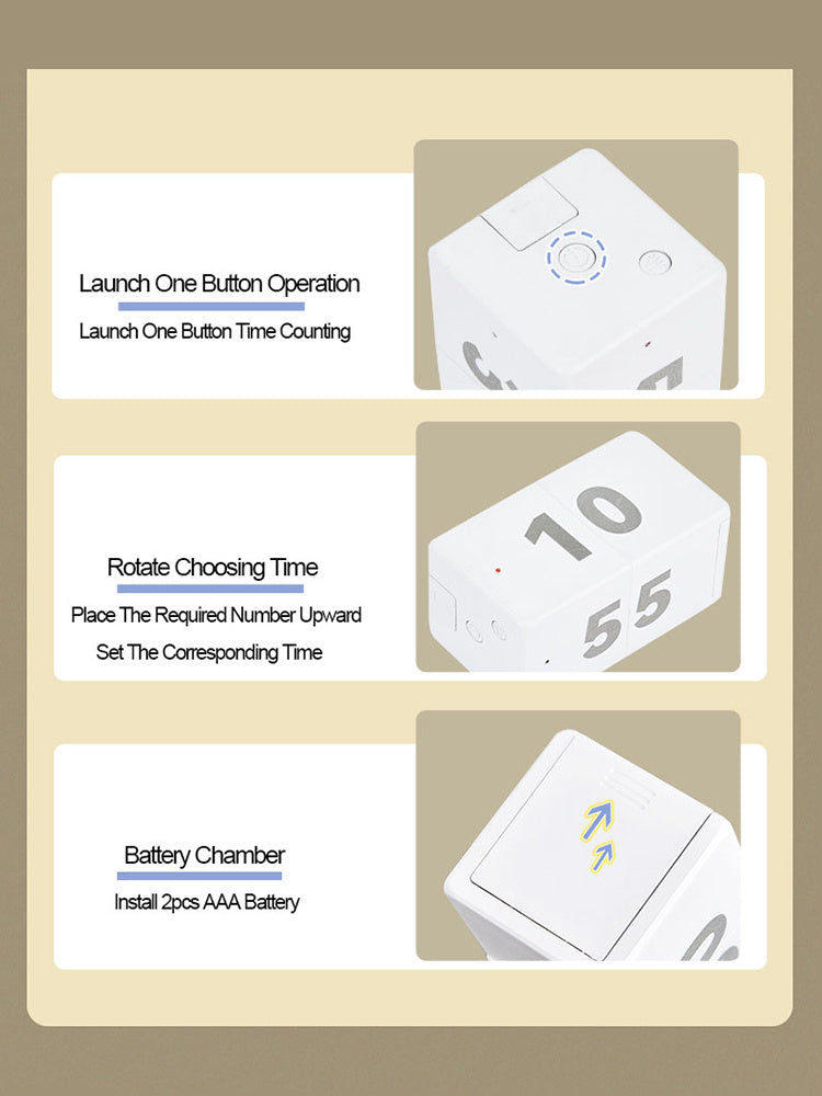 Cube Gravity Flip Sensor Kitchen Digital Timer With 10 Different Time Settings Clock For Game Workout Office Classroom Training