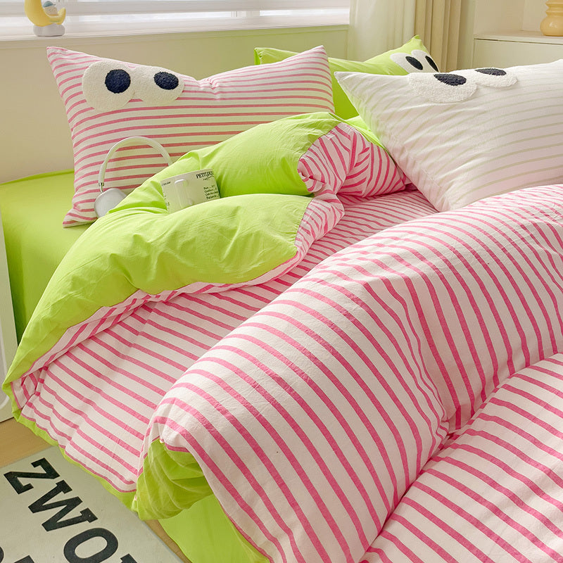 Big Eyes Four-piece Bedding Set Sanding Duvet Cover Bedding Suit
