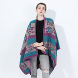 Autumn And Winter Women's Jacquard Split Shawl Flower Cloak