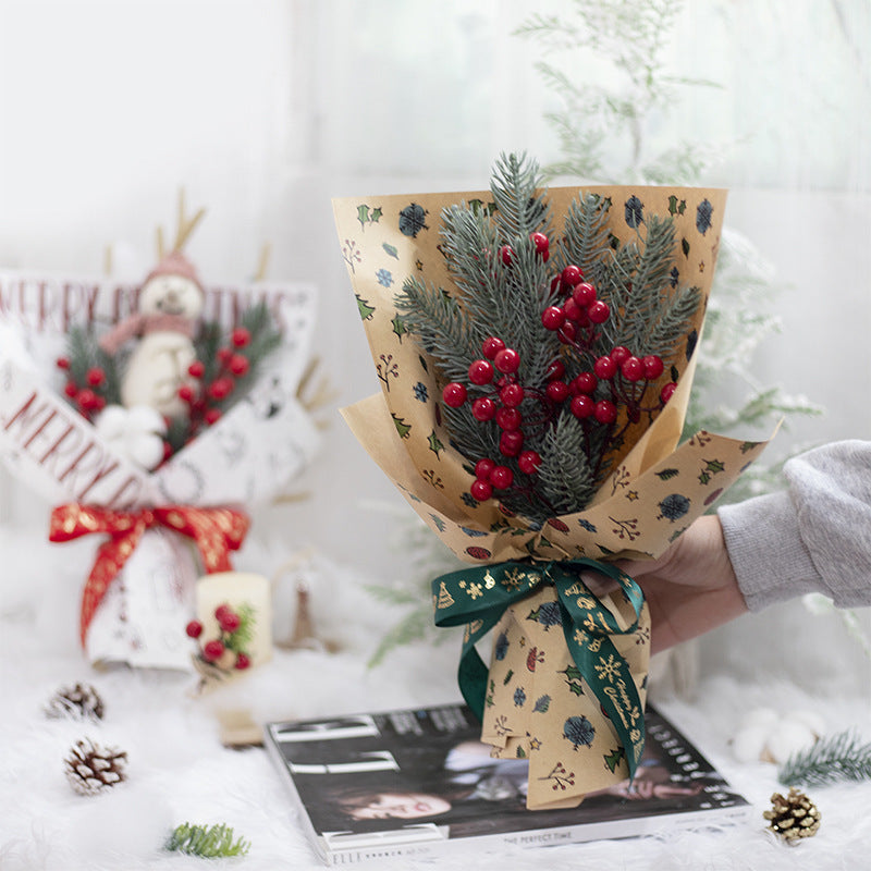 Christmas Flowers Gift Gifts Cake Candy Kraft Wrapping Paper