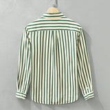 Vertical Striped Long-sleeved Shirt Loose