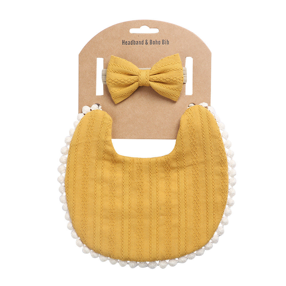Newborn Baby Cute Floral Cotton Saliva Towel Headband Suit
