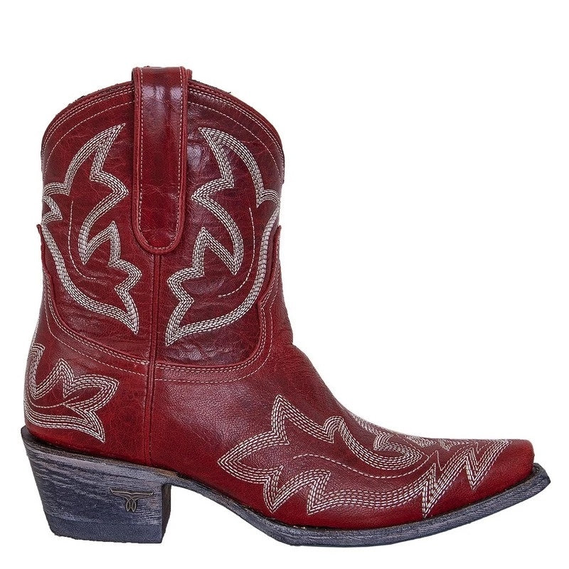 Women's Embroidered Pointed Leather Boots In Plus Size