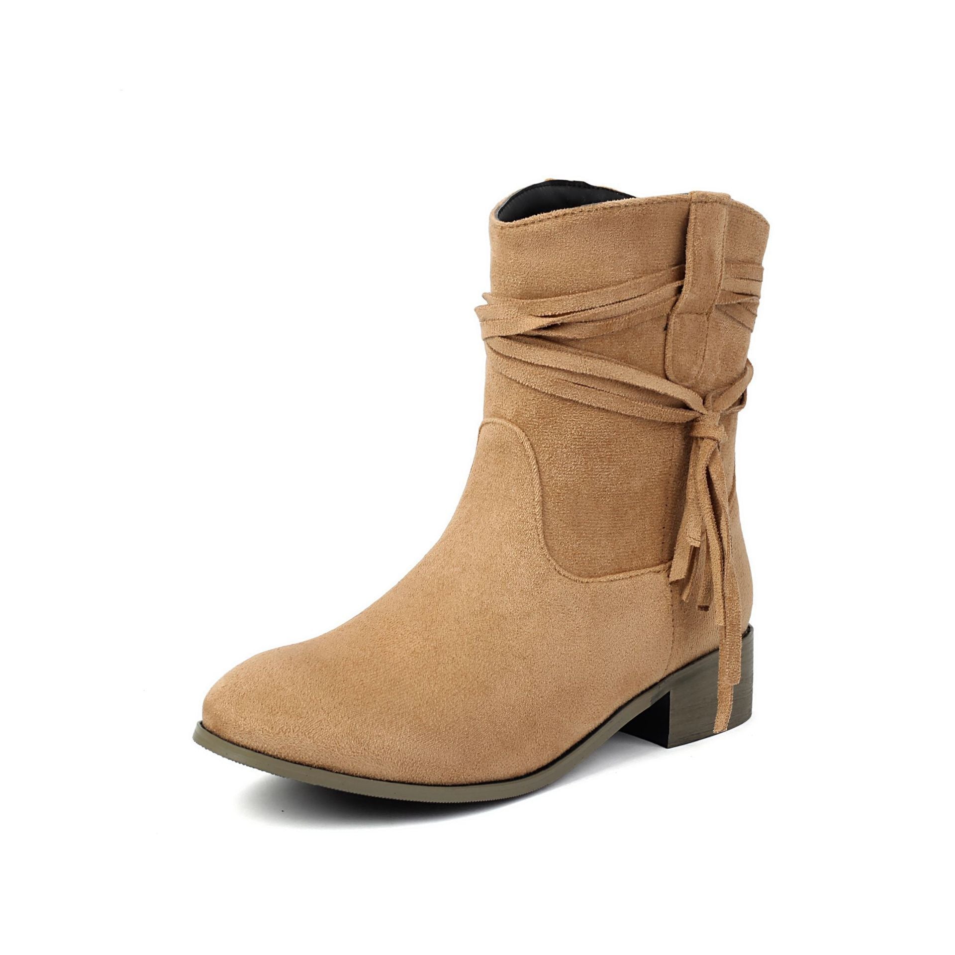 Short Boots Round Toe Foreign Trade Suede Tassel Women's Shoes