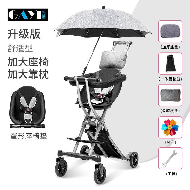 Foldable Simple Baby Two-way High Landscape Stroller