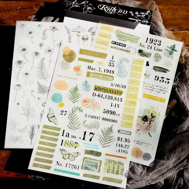 Plant Leaves Flower Rub On Stickers Aesthetic Scrapbooking Journal Decoration DIY Craft