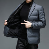Winter men's suit detachable scarf collar casual down jacket