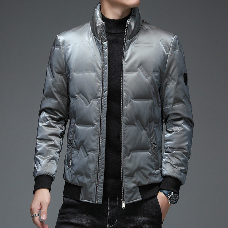 Men's casual down jacket stand-up collar white duck down thickening