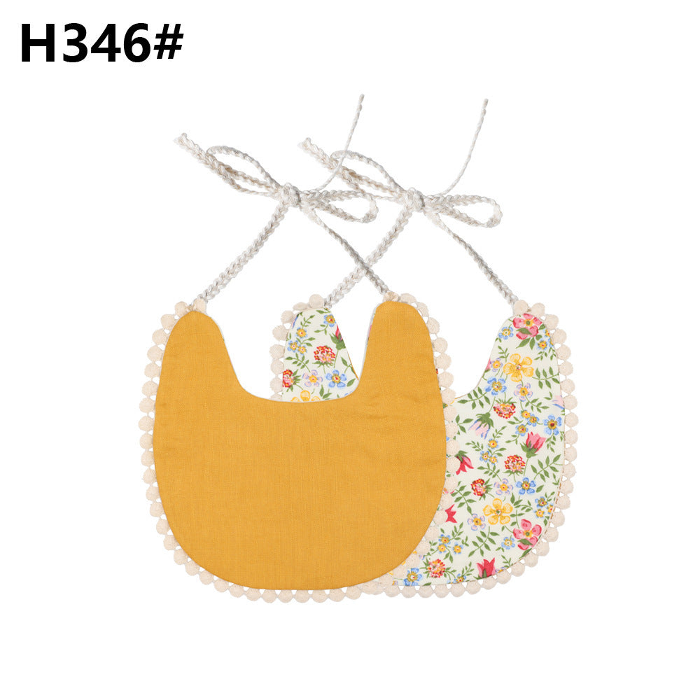 INS Popular European And American Foreign Trade Pure Cotton And Linen Two Layer Saliva Towel Amazon Hot Cross Border Supply Bib Bib