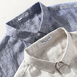 Linen Short Sleeve Casual Youth Square Collar Linen Shirt