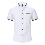 Мужская рубашка с коротким рукавом и воротником-стойкой