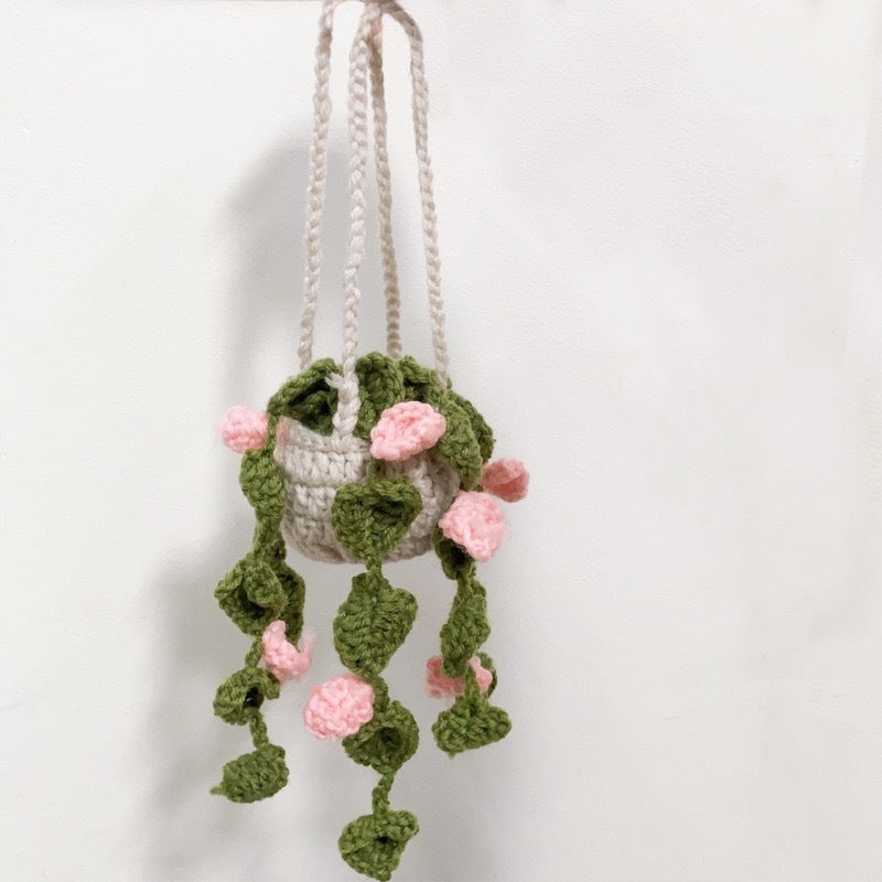 Handmade Knitted Flower Car Accessories Rearview Mirror