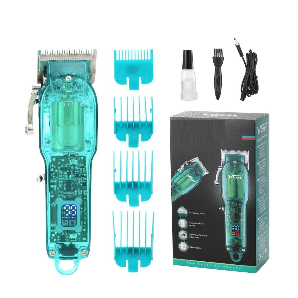 Rechargeable Digital Display New Transparent Hair Clipper