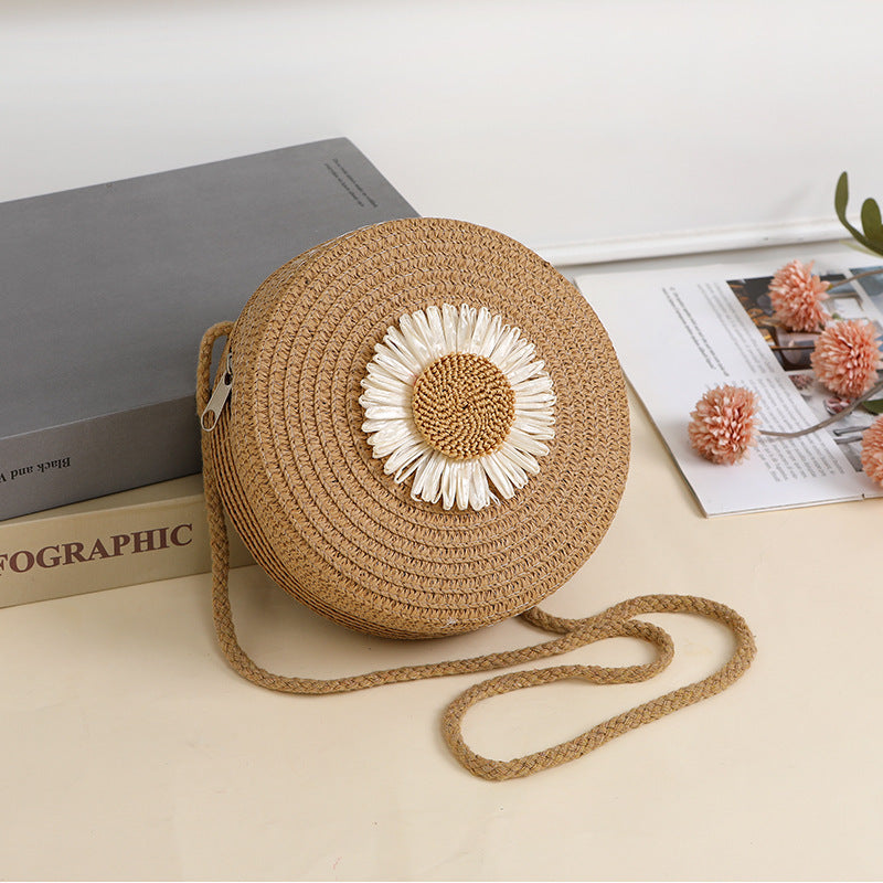 Пасторалӣ Style Raffia халтаи бофташуда телефони мобилӣ халта Crossbody