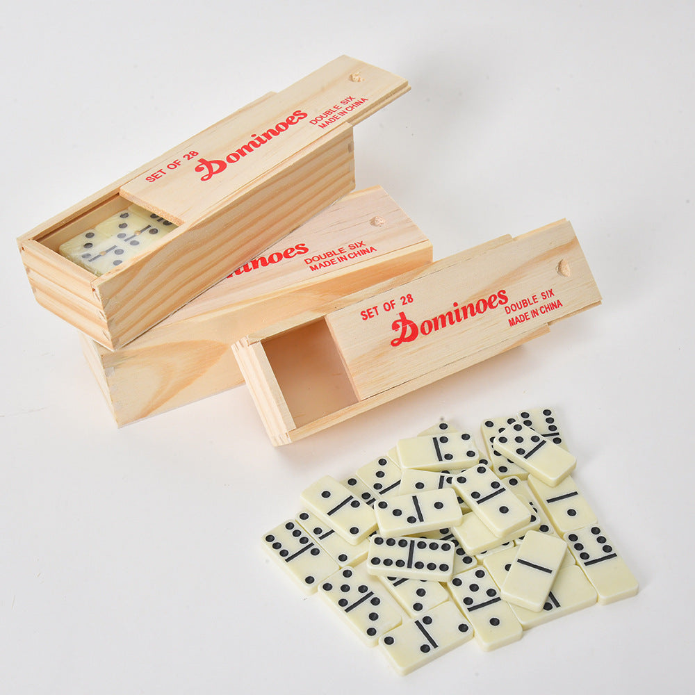 Dominoes Wooden Box Suit Game Puzzle
